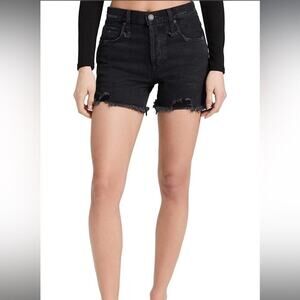Free People Makai Black Denim Cutoff Shorts